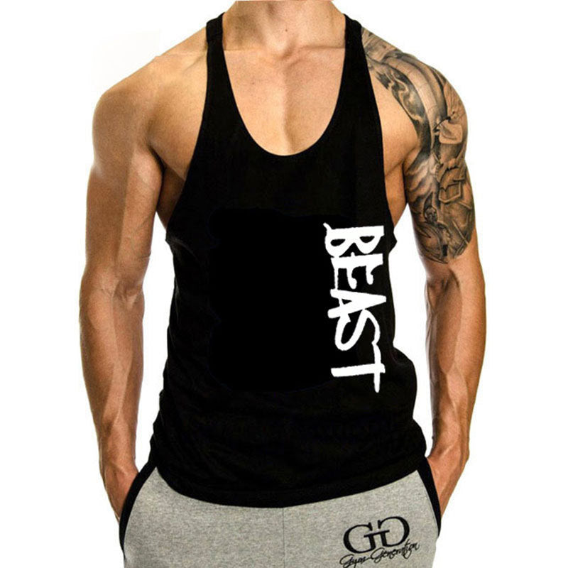 Gym Loose Leisure Muscle Sports Vest Men's I-Shaped Tank Top Breathable Sleeveless T-Shirt