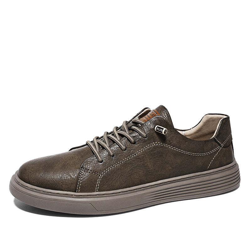 Low-Top Men's Shoes Two-Layer Cowhide Casual Sneakers