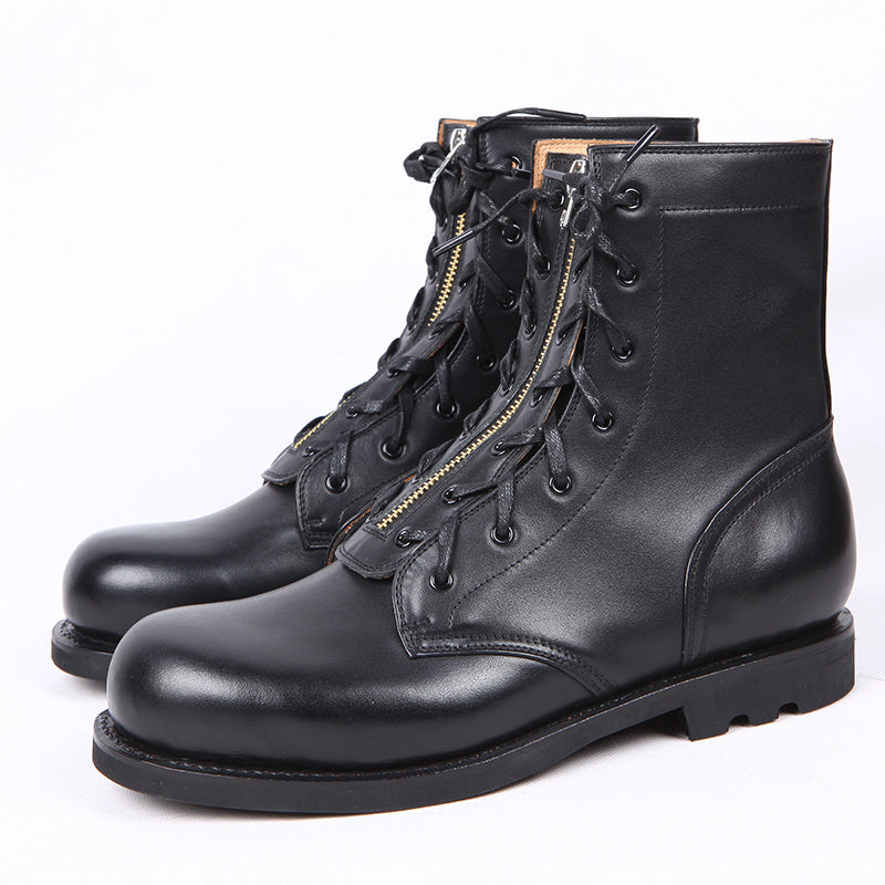 Leather High Top Round Toe Boots For Women