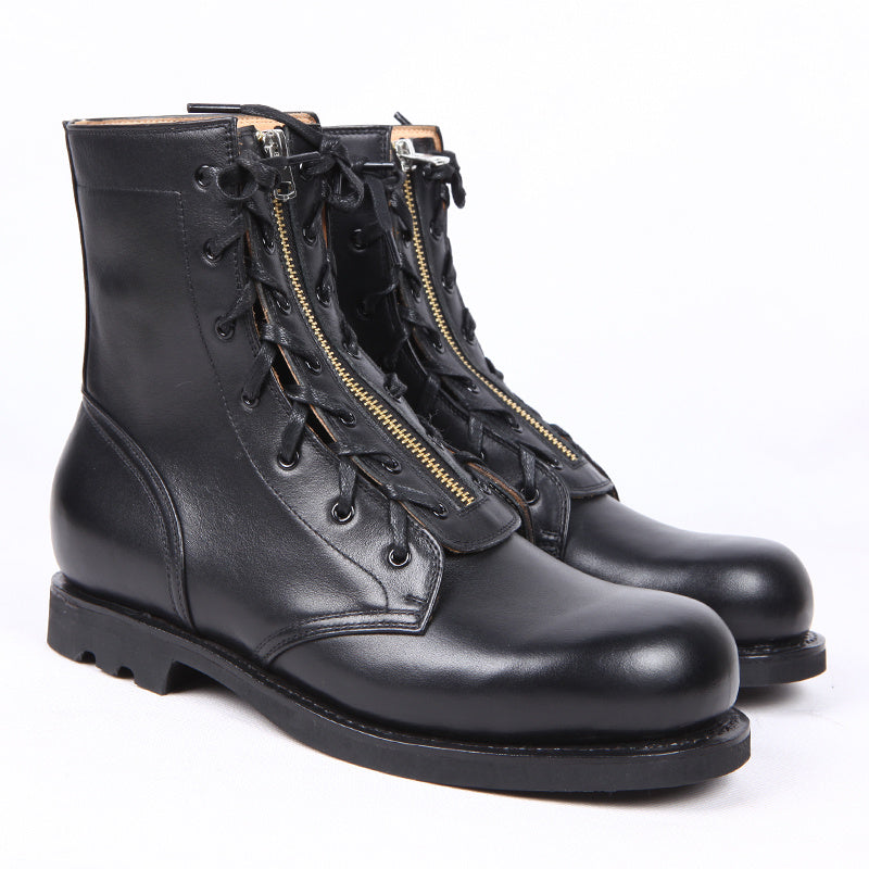 Leather High Top Round Toe Boots For Women