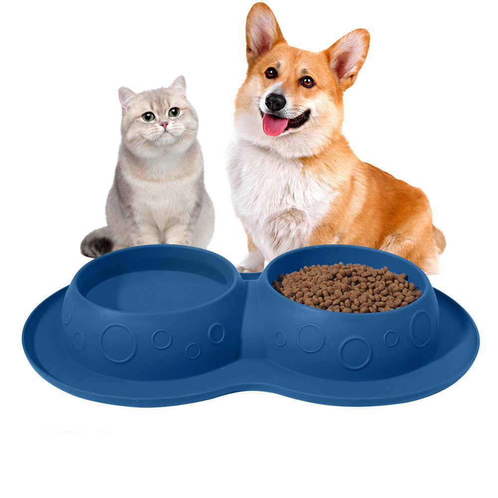 Pet Supplies Non Slip Waterproof Silicone Water Food 2 In 1 Double Mat Pad Pet Dog Cat Bowls