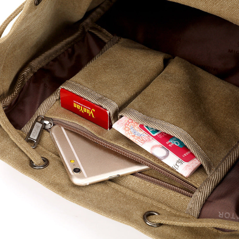 Men And Women Breathable Large Capacity Multiple Pockets Canvas Backpack For Travelling Camping & Hiking