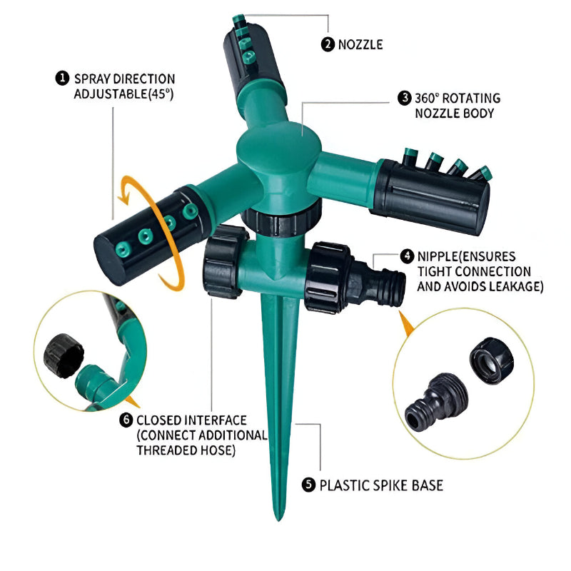 360 Automatic Rotating Adjustable Watering Irrigation Lawn Sprinkler