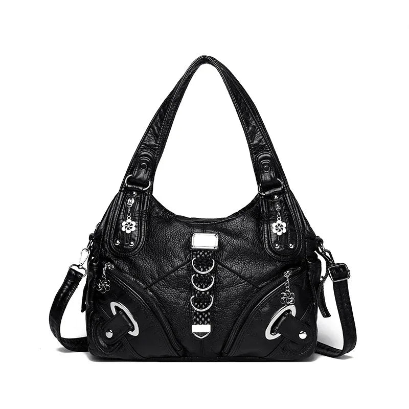 Women's Shoulder Bag Large Capacity Washed Leather Handbag