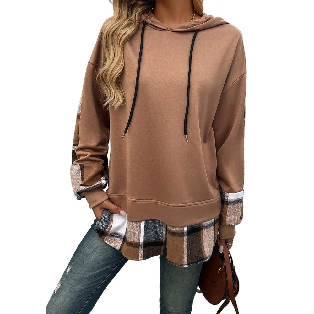 Contrast Color Casual Two-Piece Patchwork Hoodie For Women