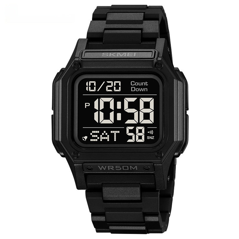 Multifunctional Rectangular Electronic Digital Resin Mirror Material Men's Watch