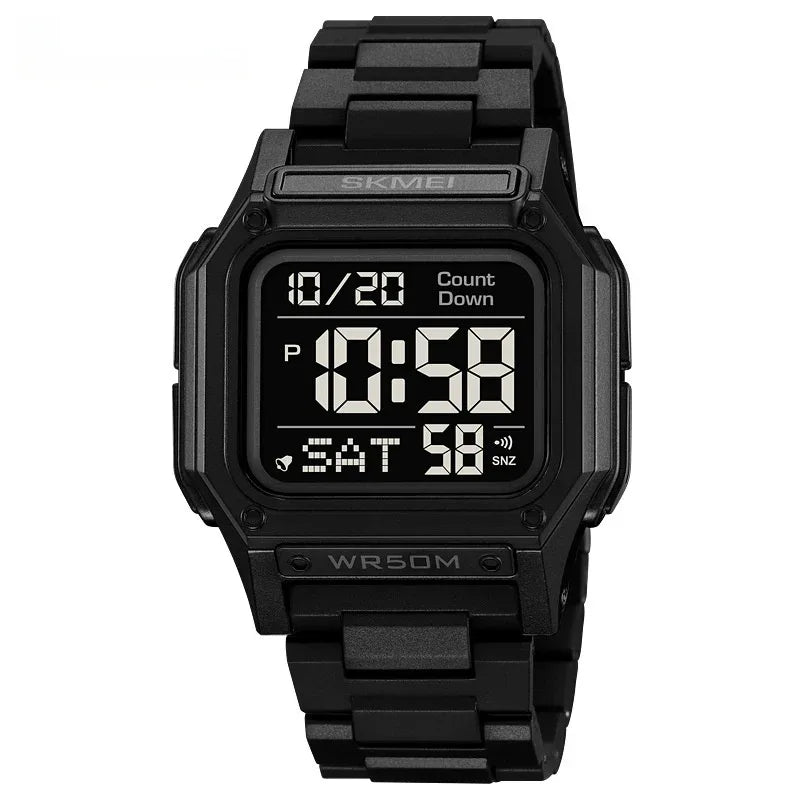 Multifunctional Rectangular Electronic Digital Resin Mirror Material Men's Watch