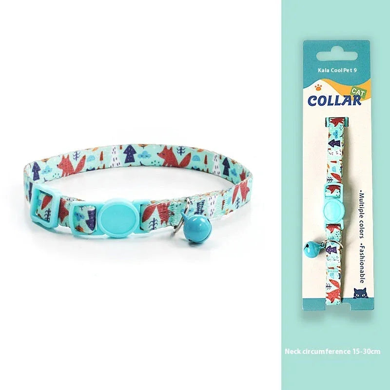 Woven Collar Bell Anti-Suffocation Comfortable Safety Buckle Pet Cat Decoration