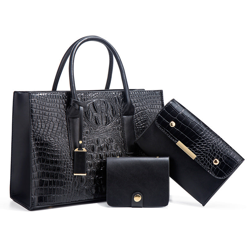 Women's Handbag PU Leather Shoulder Bag Three-Piece Set.