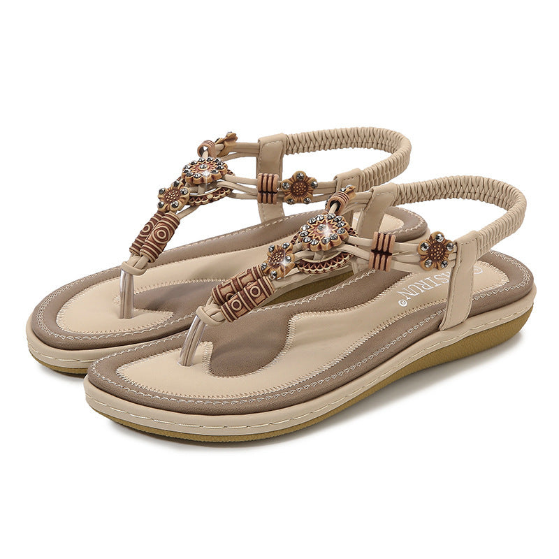 Women's Bead Woven Flat Bottom Casual Sandals