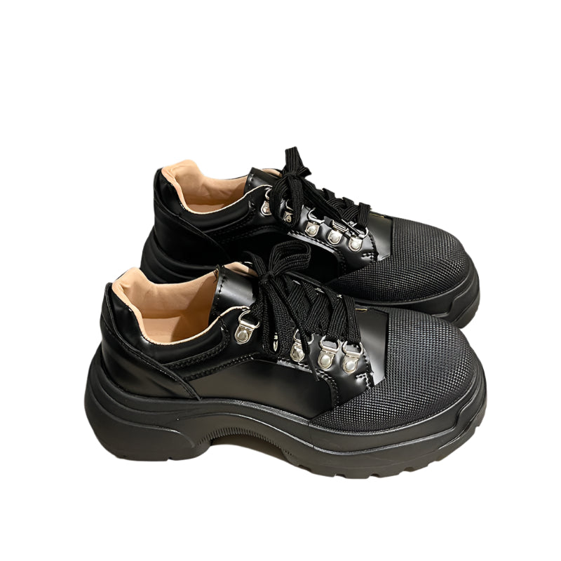Platform Leather Shoes Female British Style Sneakers