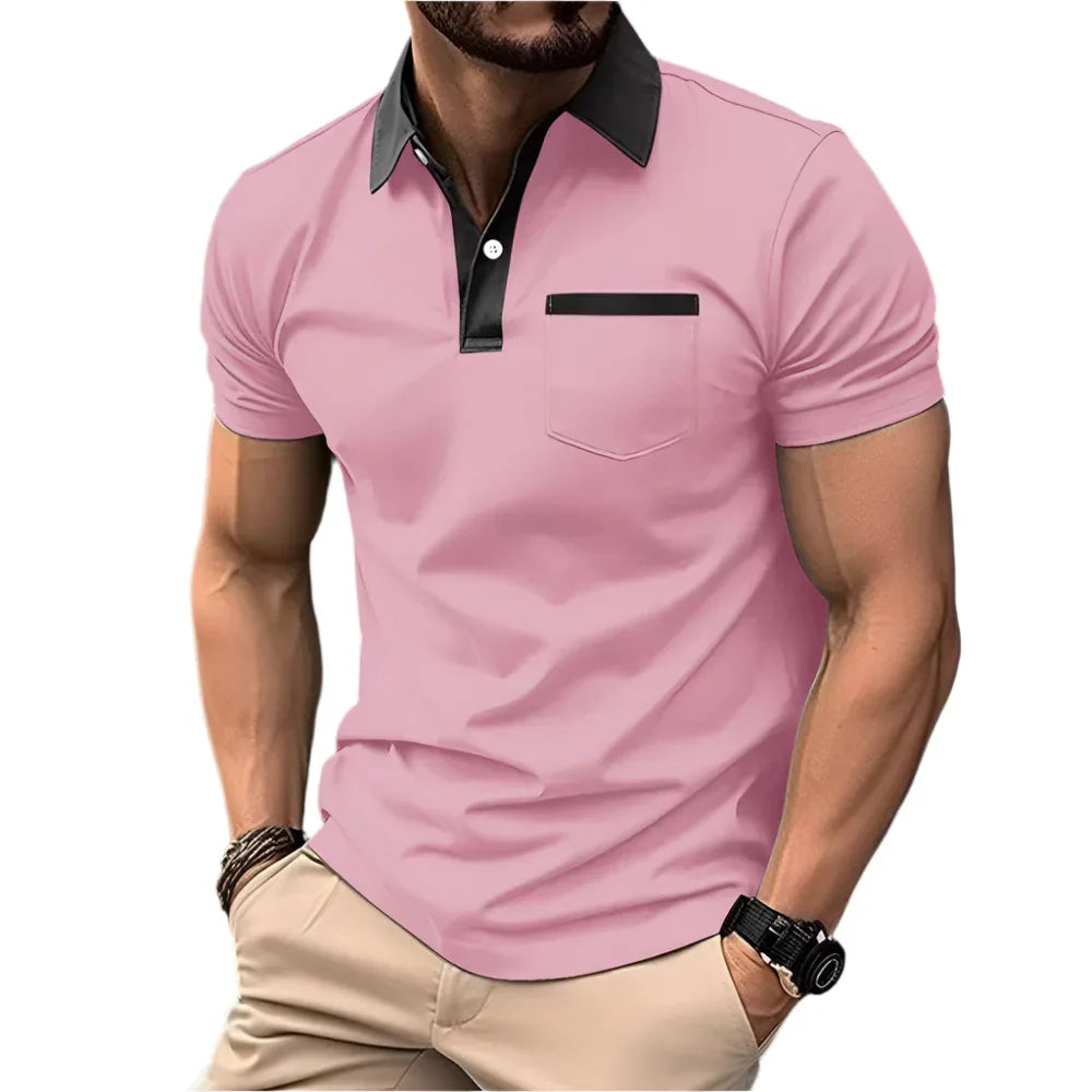 Fashionable Slim Pocket Short-Sleeved T-Shirt Polo Shirt Men Clothing