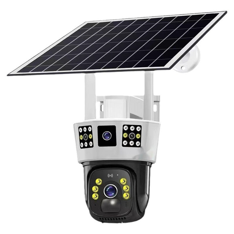 Solar Three-Screen Surveillance Security Camera For Home Security