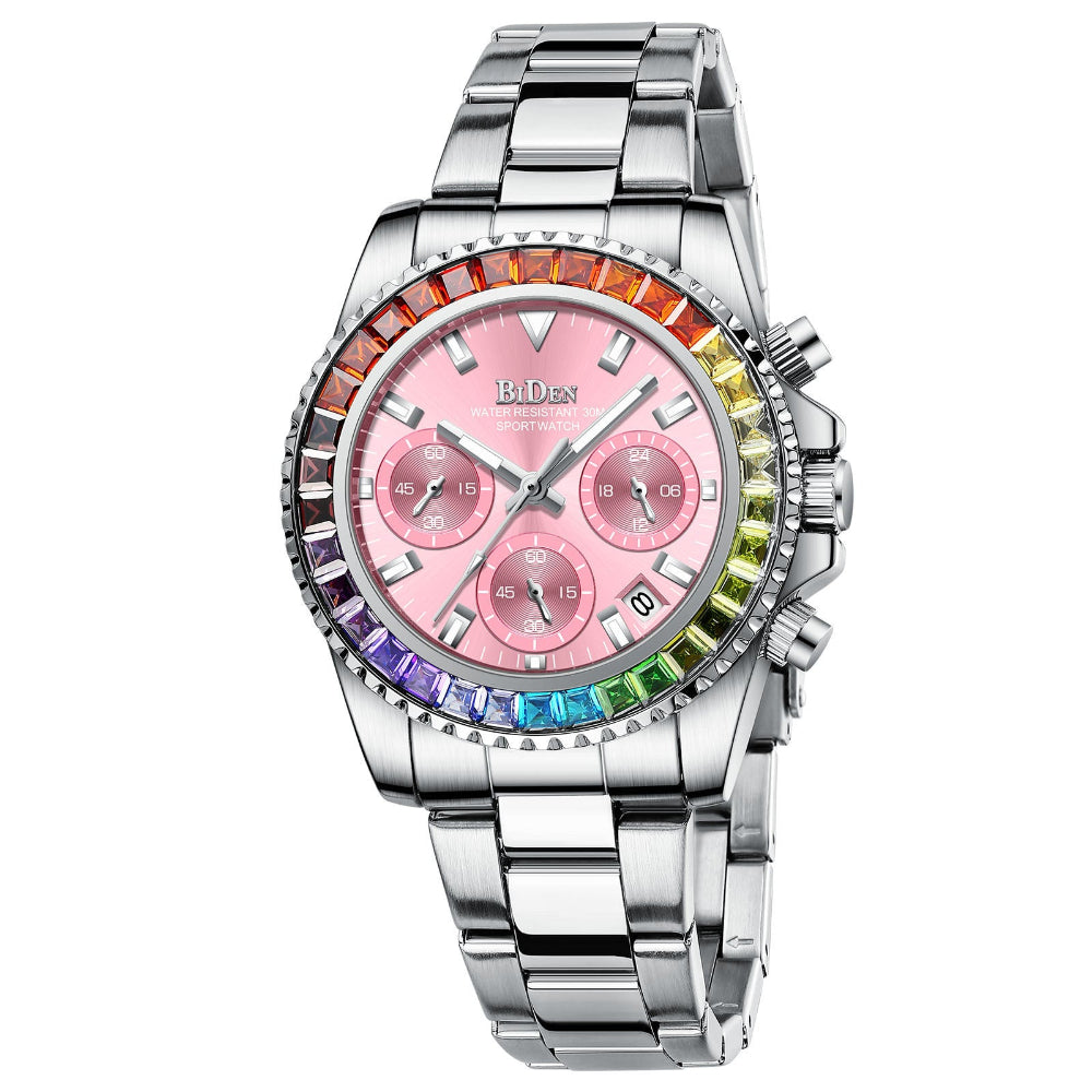 Fashion Steel Band Business Ladies Women's Trend Colored Diamond Watch