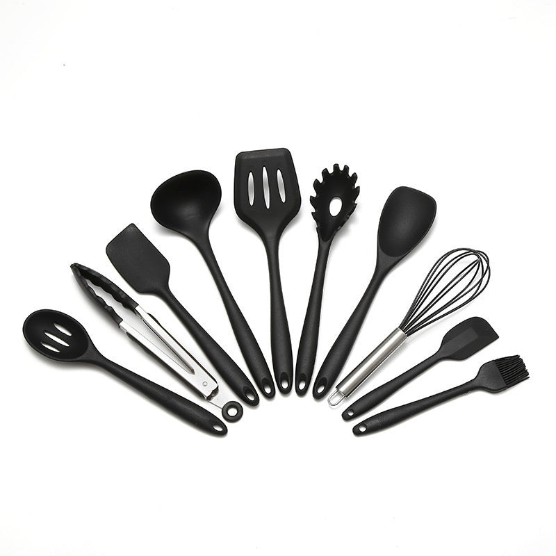 Non-Stick Silicone 10 Pieces Baking Kitchen Black Utensils Cooking Tools