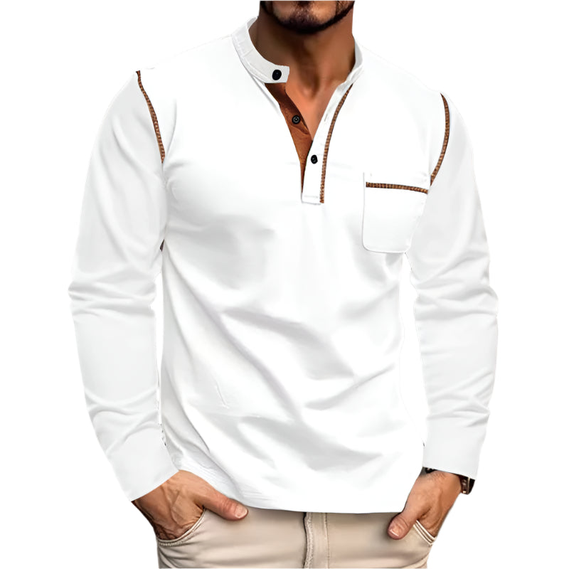 Spring And Summer Men's Long-Sleeved Stand Collar Polo Shirt