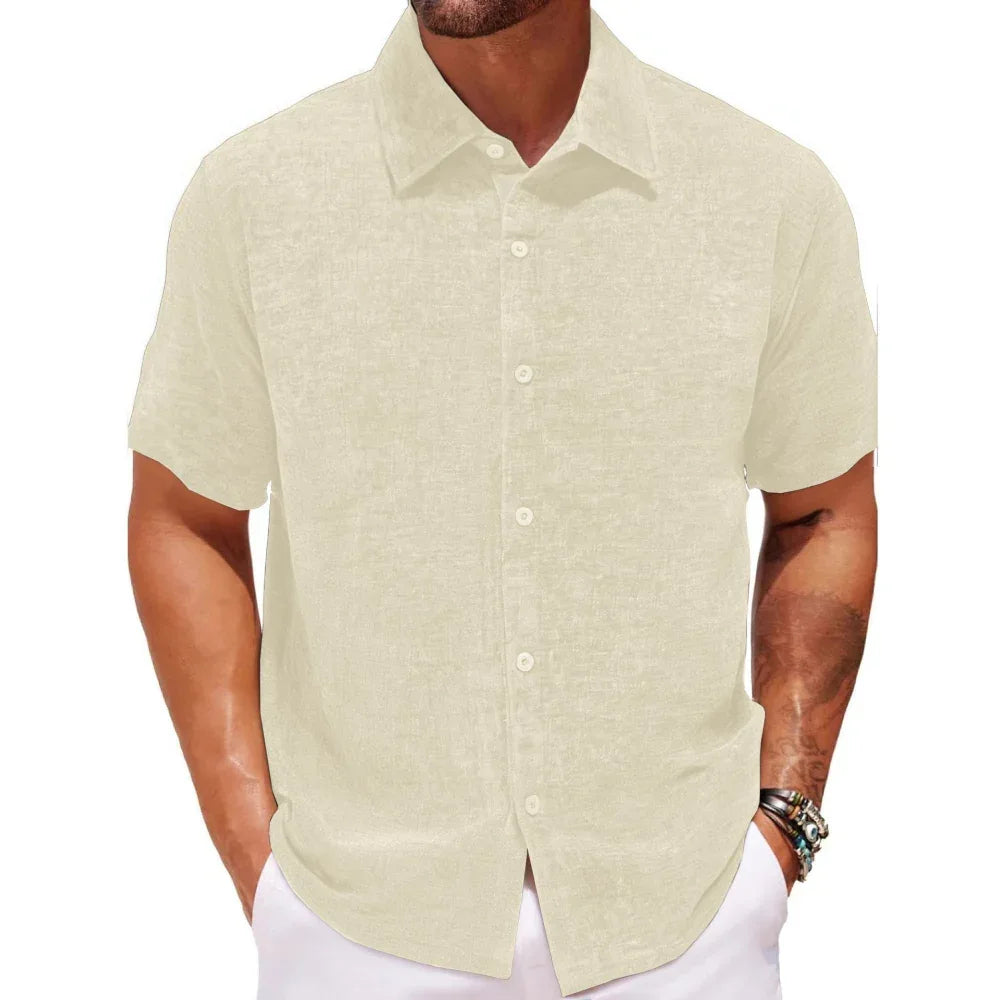 Men's Square Collar Short Sleeve Velvet Shirt