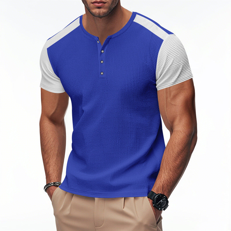 Men's Plus Size Solid Color Buttoned T-Shirts