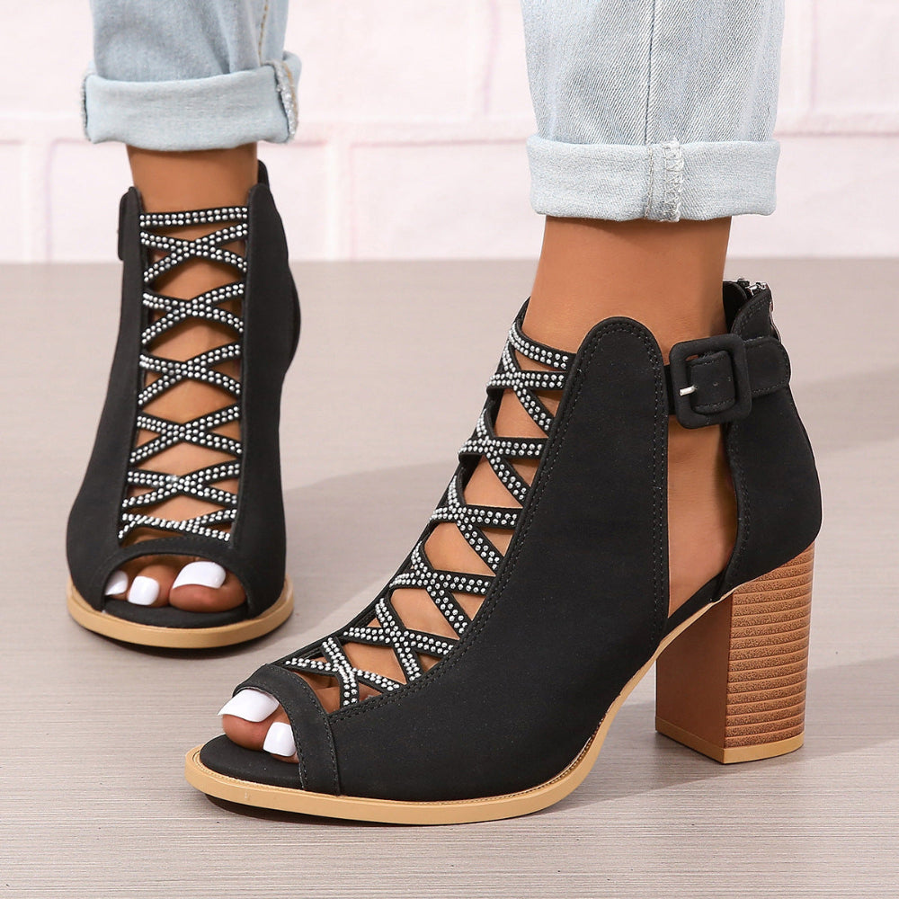 Fashionable Women's Chunky Shoes High Heel Sandals