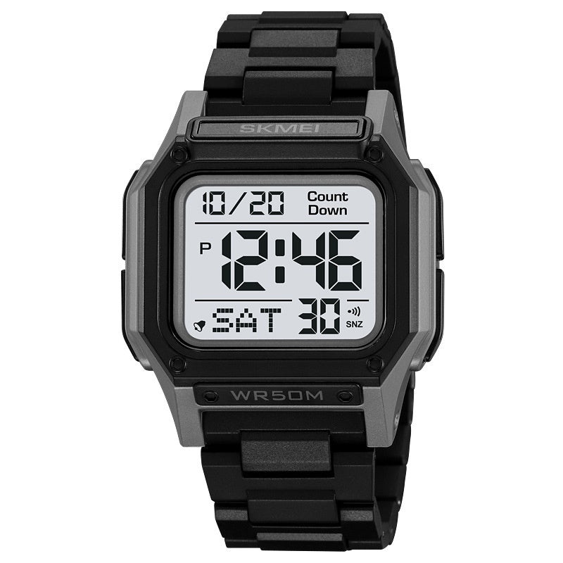 Multifunctional Rectangular Electronic Digital Resin Mirror Material Men's Watch