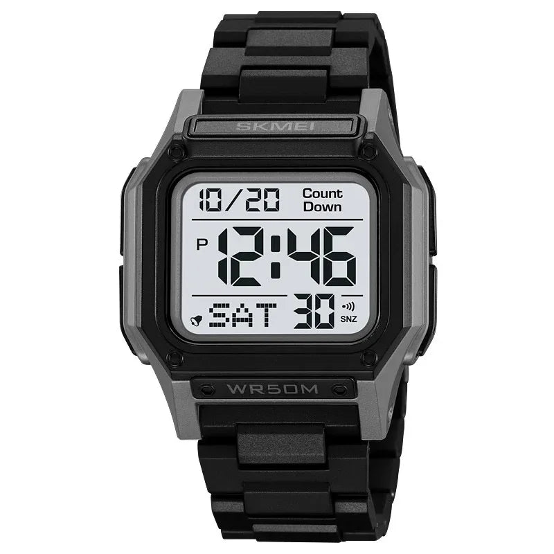 Multifunctional Rectangular Electronic Digital Resin Mirror Material Men's Watch