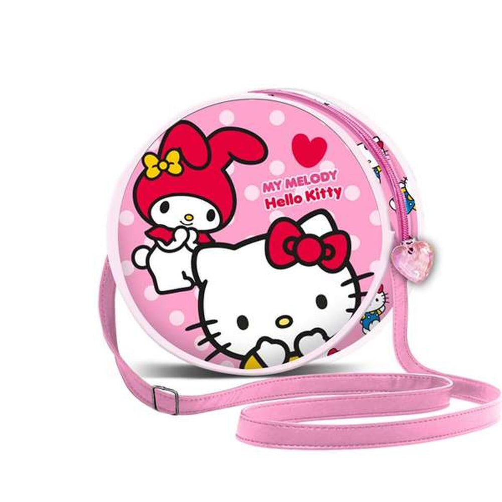 Round Hello Kitty Shoulder Bag With Zipper & Adjustable Shoulder Strap