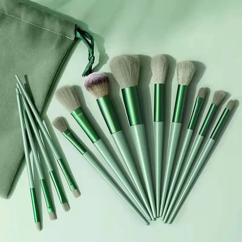 13 Soft Makeup Brushes & Cloth Storage Bag