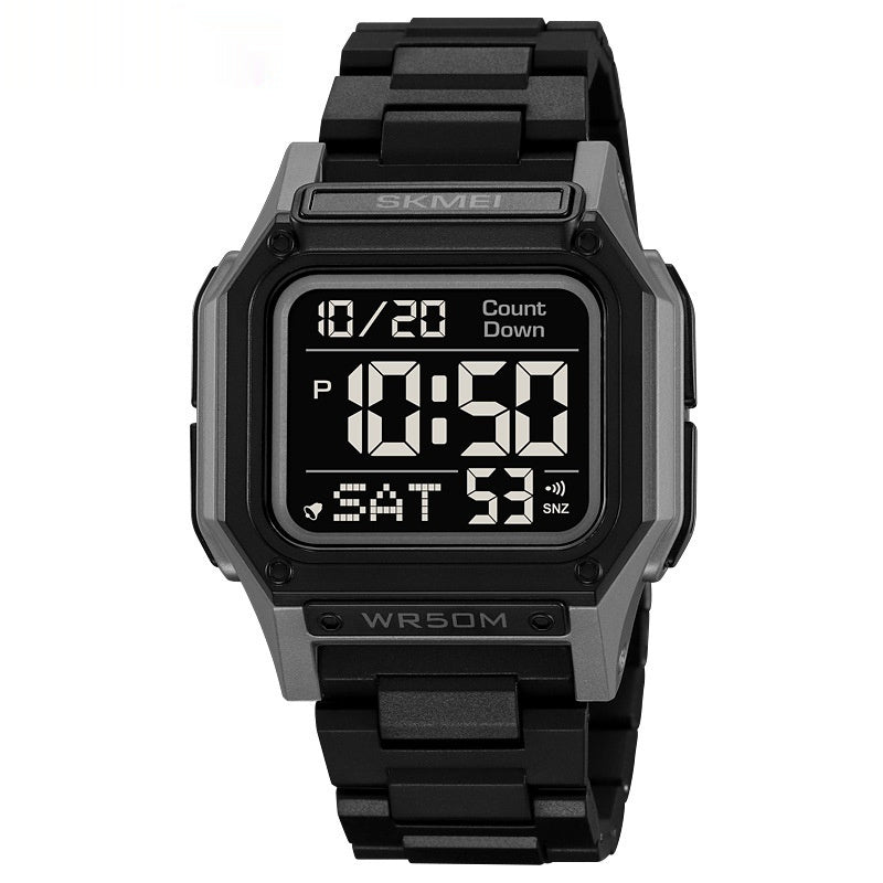 Multifunctional Rectangular Electronic Digital Resin Mirror Material Men's Watch
