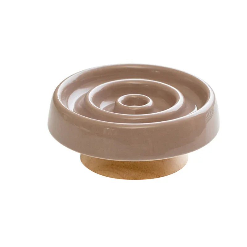 Ceramic Anti-Gulping Slow Feeding Pet Cat Dog Bowl.