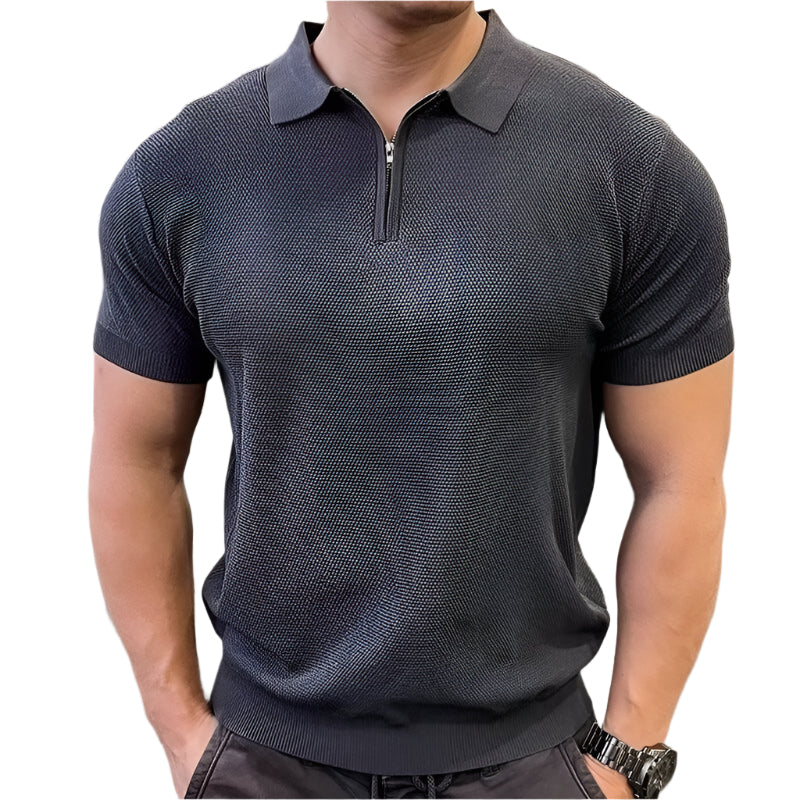 Summer Men's Casual Sports Zipper Polo Shirt