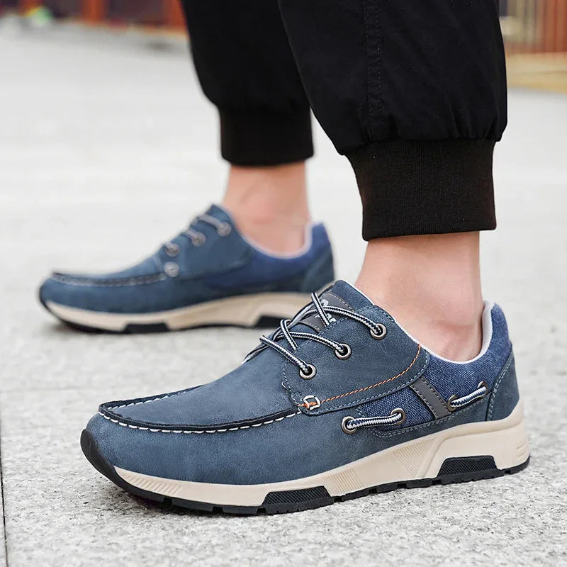 Leather Breathable Sneakers Men's Plus Size Casual Commuter Shoes