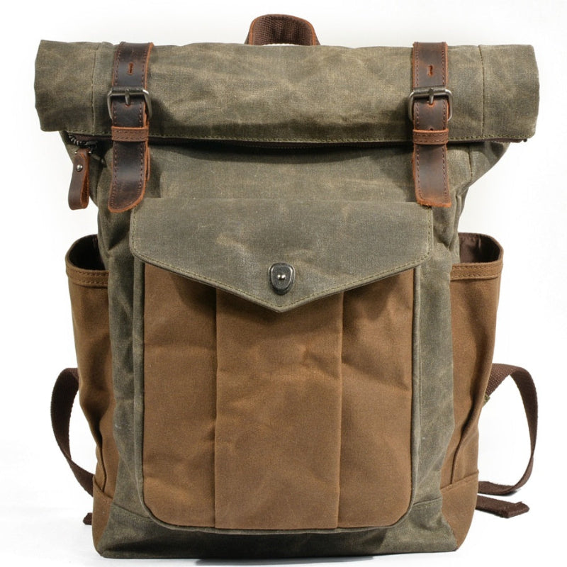 Oil wax Canvas Mountaineering Hiking Camping Bag School Unisex Backpack