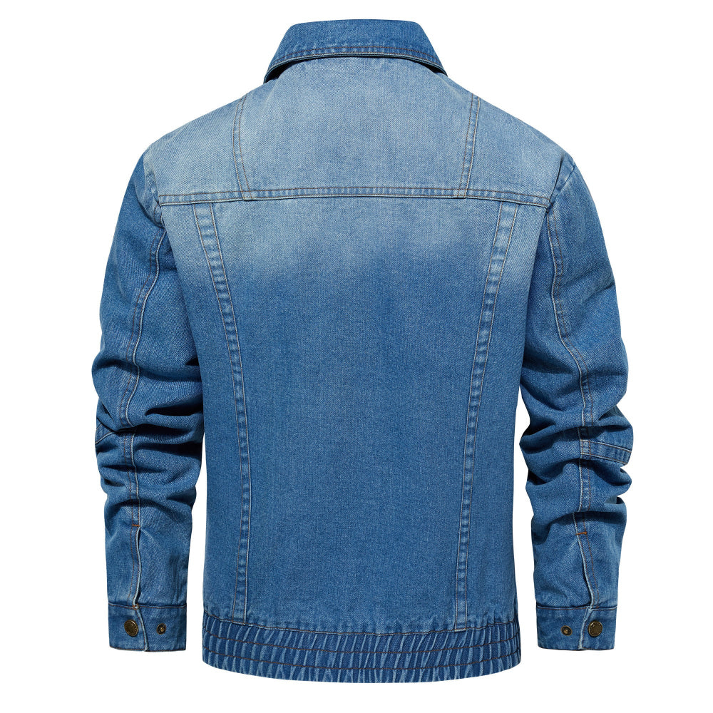 Men's Denim Jacket Multi-Pocket Design Spring & Autumn Outerwear