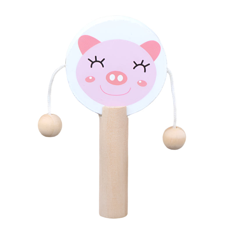 Wooden Musical Drum Rattle Toys For Babies Toddlers 0-36 Months