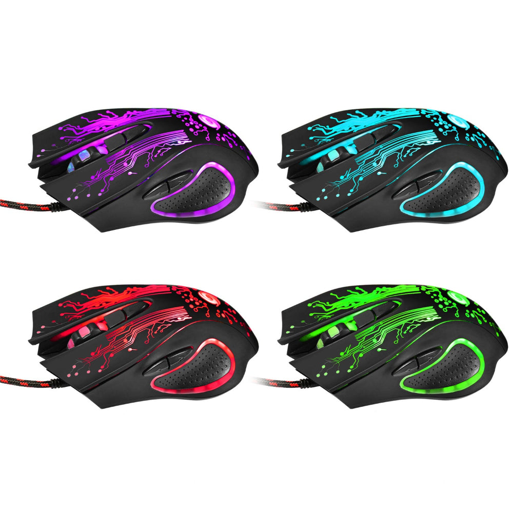 USB Wired 5500DPI Ergonomic Gaming Mouse With Colorful LED Lights For PC Laptop