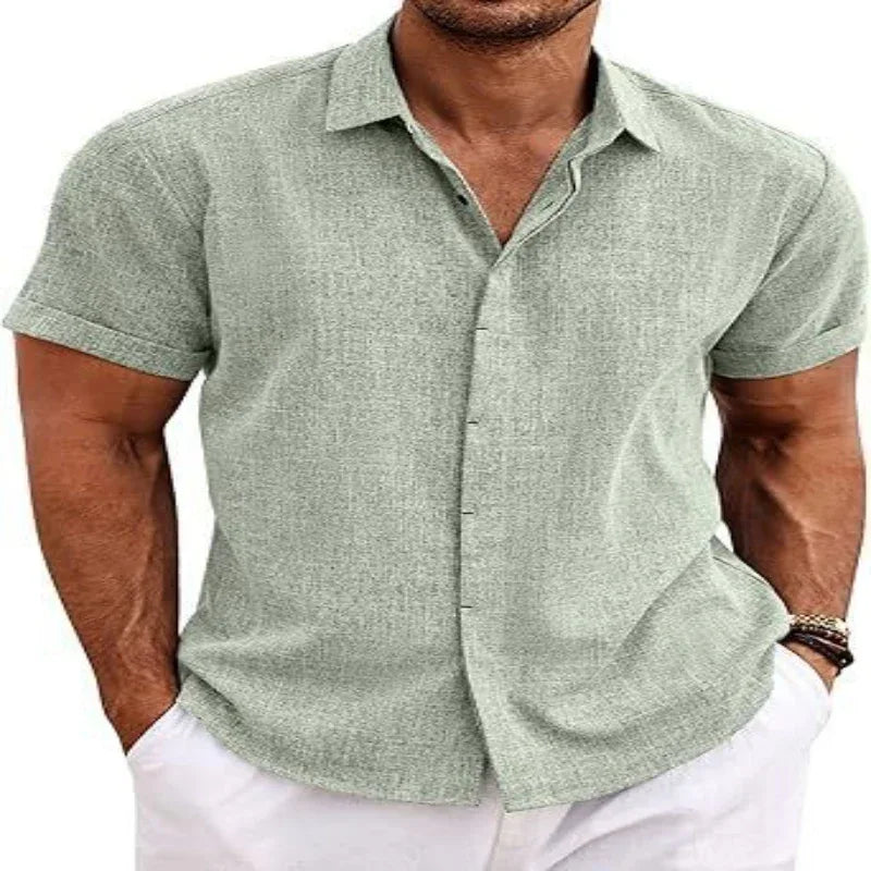 Men's Solid Color Short Sleeve Shirt