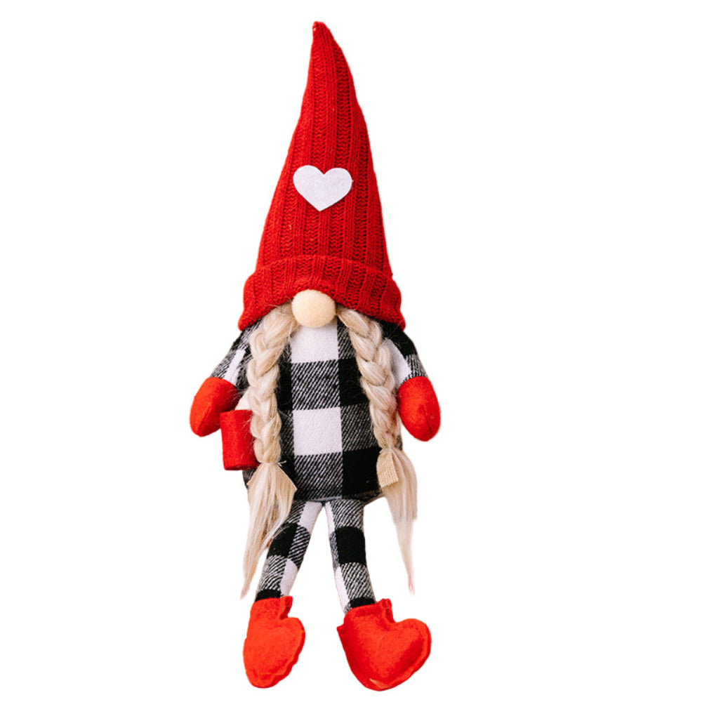 Sitting Red Knitted Hat Faceless Christmas Doll Toy Decoration