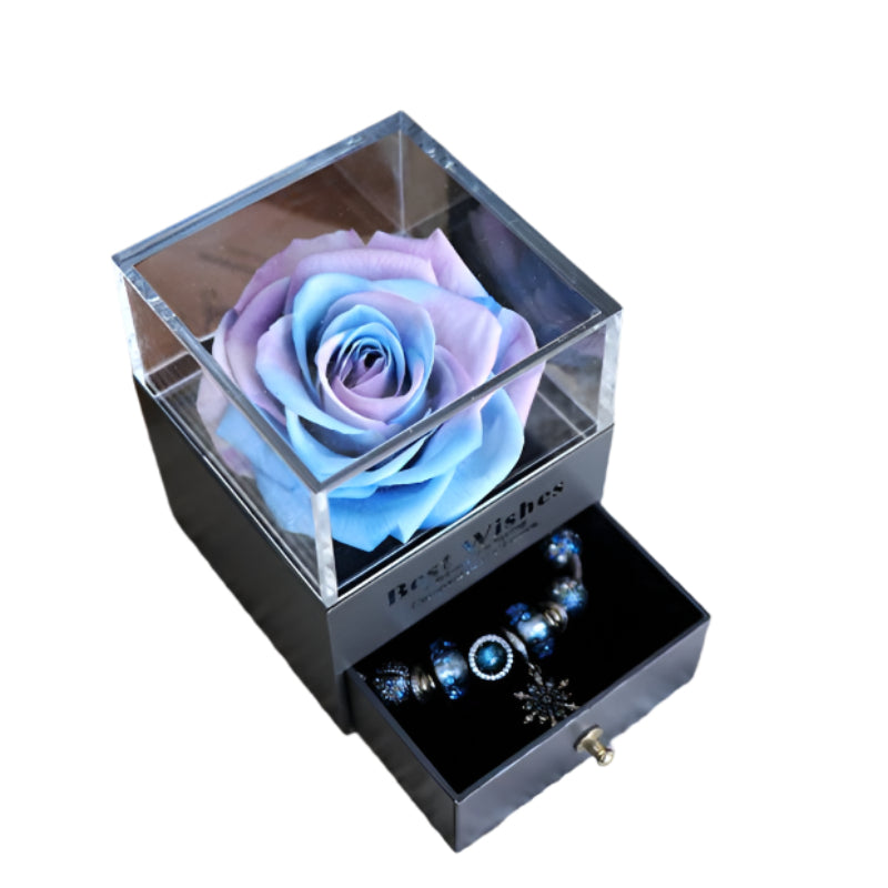 Eternal Romantic Flower Rose Jewelry Box for Birthday Presents Valentines Day Wedding Gift