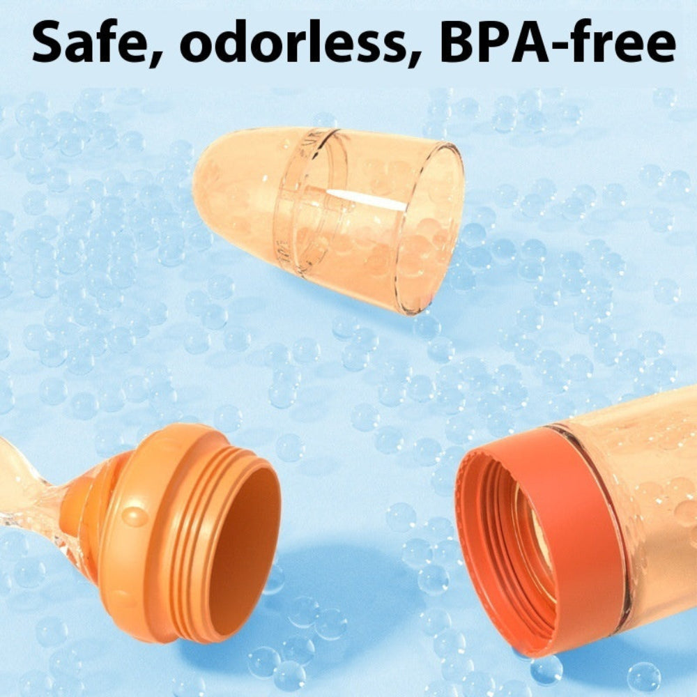 Silicone 90ml Capacity Milk Feeding Bottles With Spoon For Babies Aged 6 Months And Above