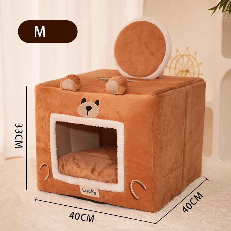 Cat House Dog Pet Bed Snooze Indoor Kennel Self Warming Sleeping Washable Removable Pet Tent Shelter.