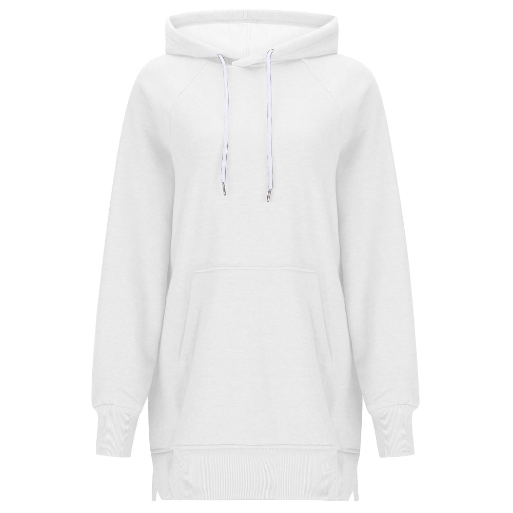 Women's Solid Color Split Shoulder Long Sleeve Hoodie