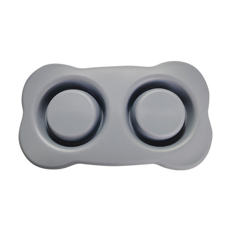 Large Silicone Pet Bowl Double Stainless Steel Dog Bowl