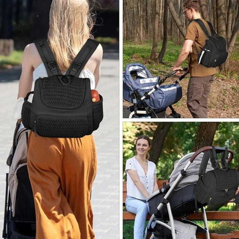 Multifunctional Quilted Diaper Bag Backpack For Parents