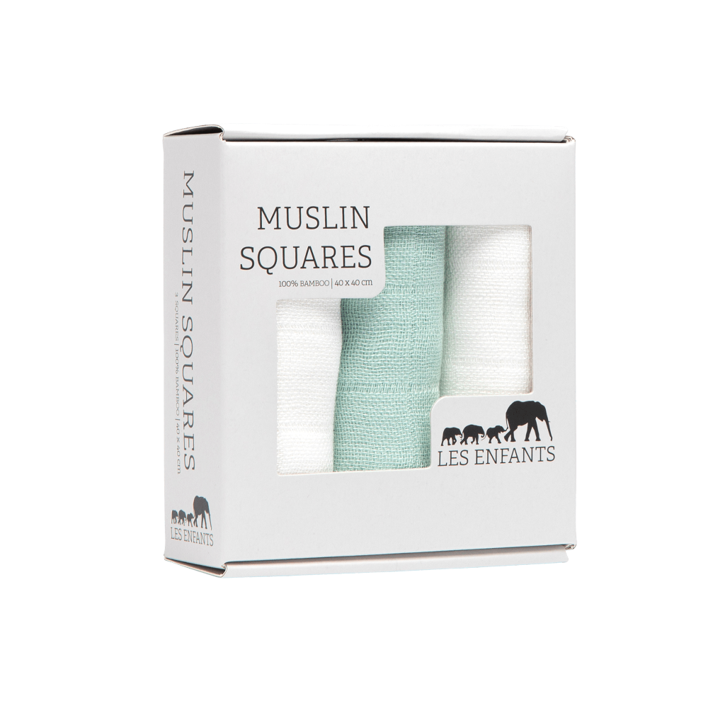 Muslin Squares Green / White