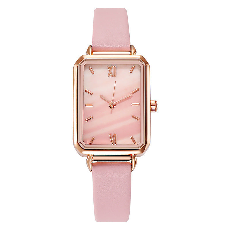 Retro Rectangular Women's Watch With Leather Strap