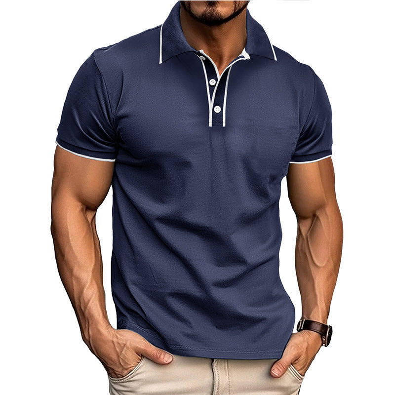 European And American Style Men's Clothing Short Sleeve Lapel Jacquard Shirt