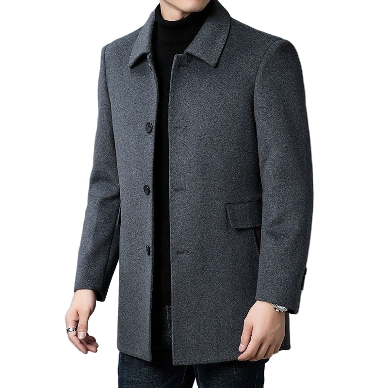 Men's Mid-Length Double-Sided Four-Season Lapel Woolen Coat