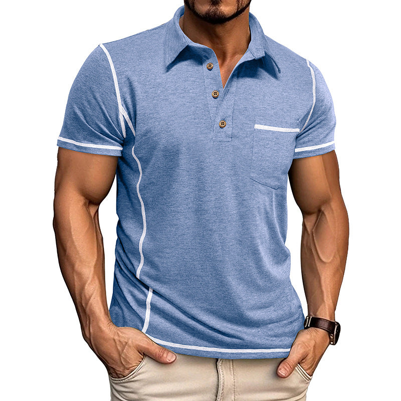 Short-Sleeved Lapel T-Shirt With Chest Pocket
