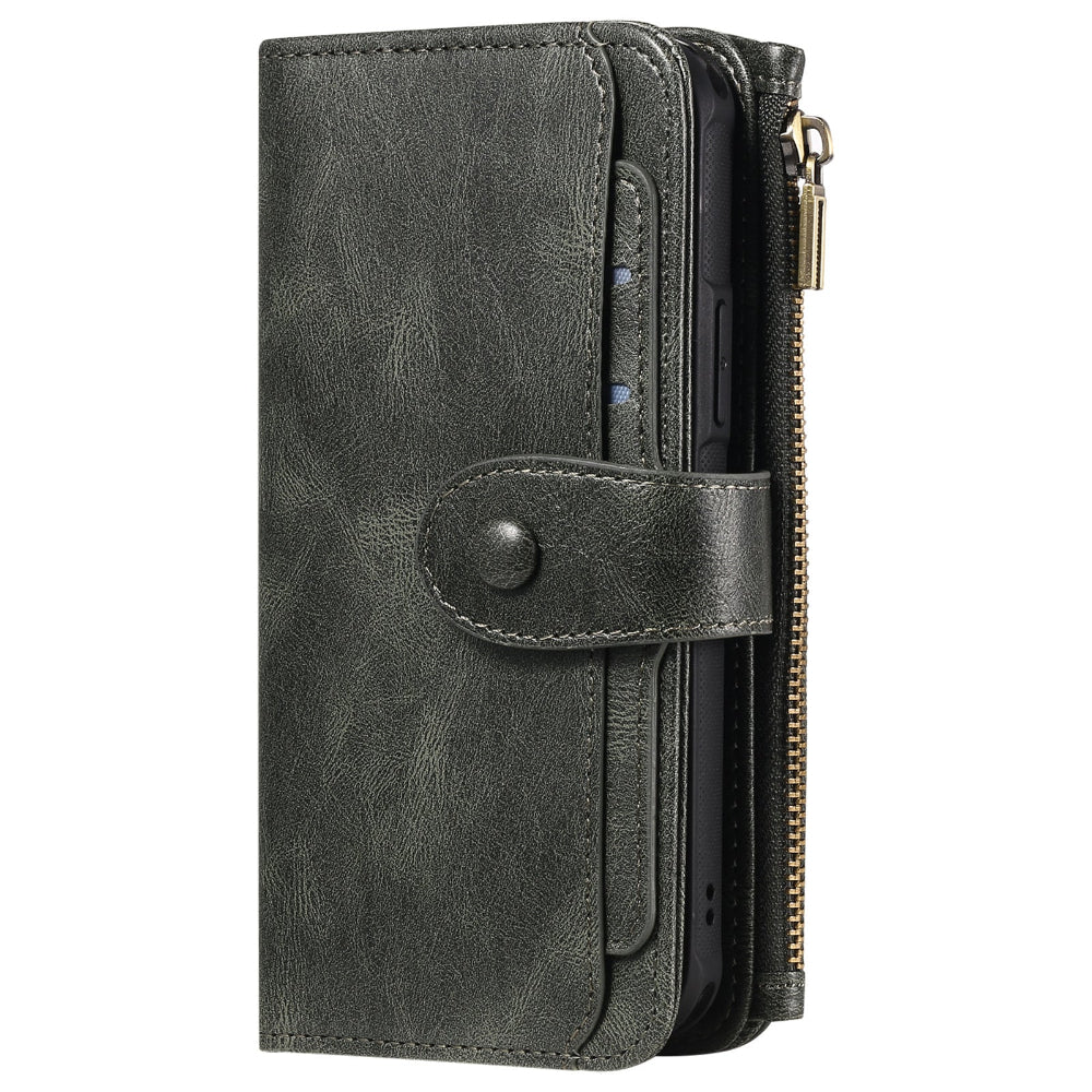 Leather Retro Phone Case Multi-Function Wallet With Magnetic Buckle Closing Method