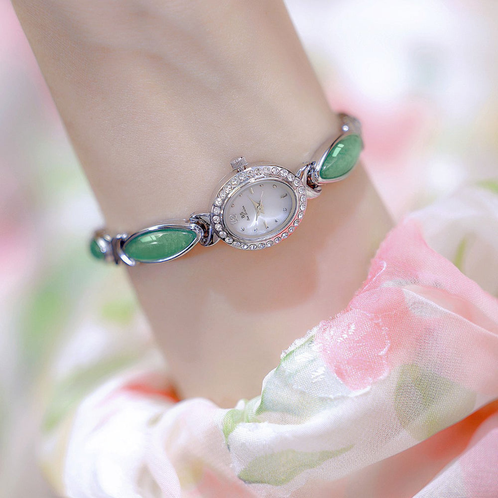 Women's Small Stylish Natural Dongling Stone Hetian Jade Watch
